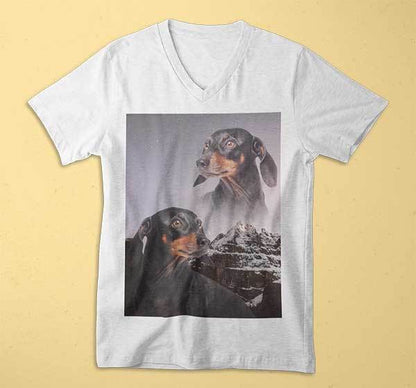 Super Portrait Mens V-neck - Custom pet art of your dog or cat by pop-your-pup