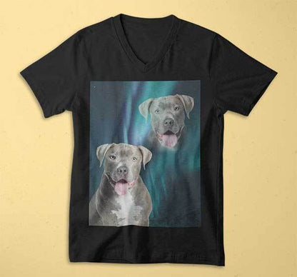 Super Portrait Mens V-neck - Custom pet art of your dog or cat by pop-your-pup