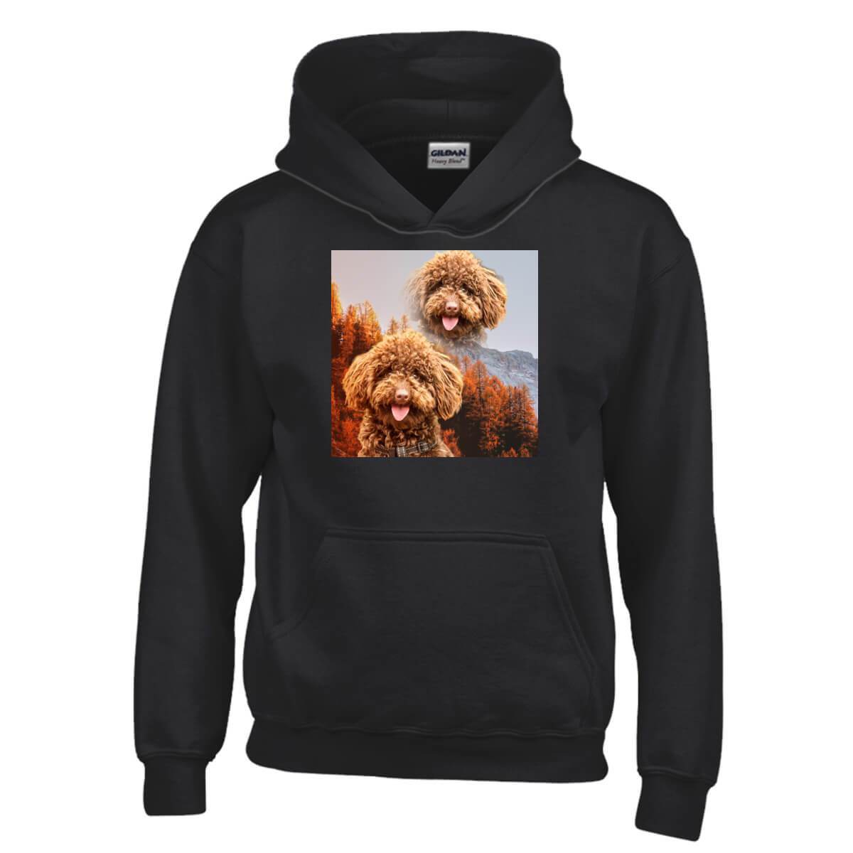 Super Portrait Youth Hoodie - Custom pet art of your dog or cat by pop-your-pup